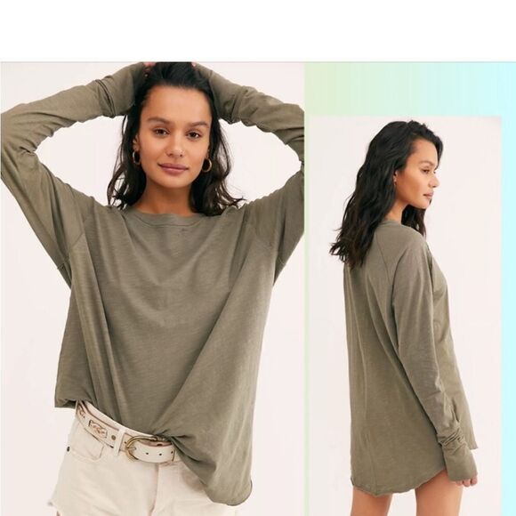 Free People We The Free Arden Extra Long Tee Sz Small - Picture 1 of 8